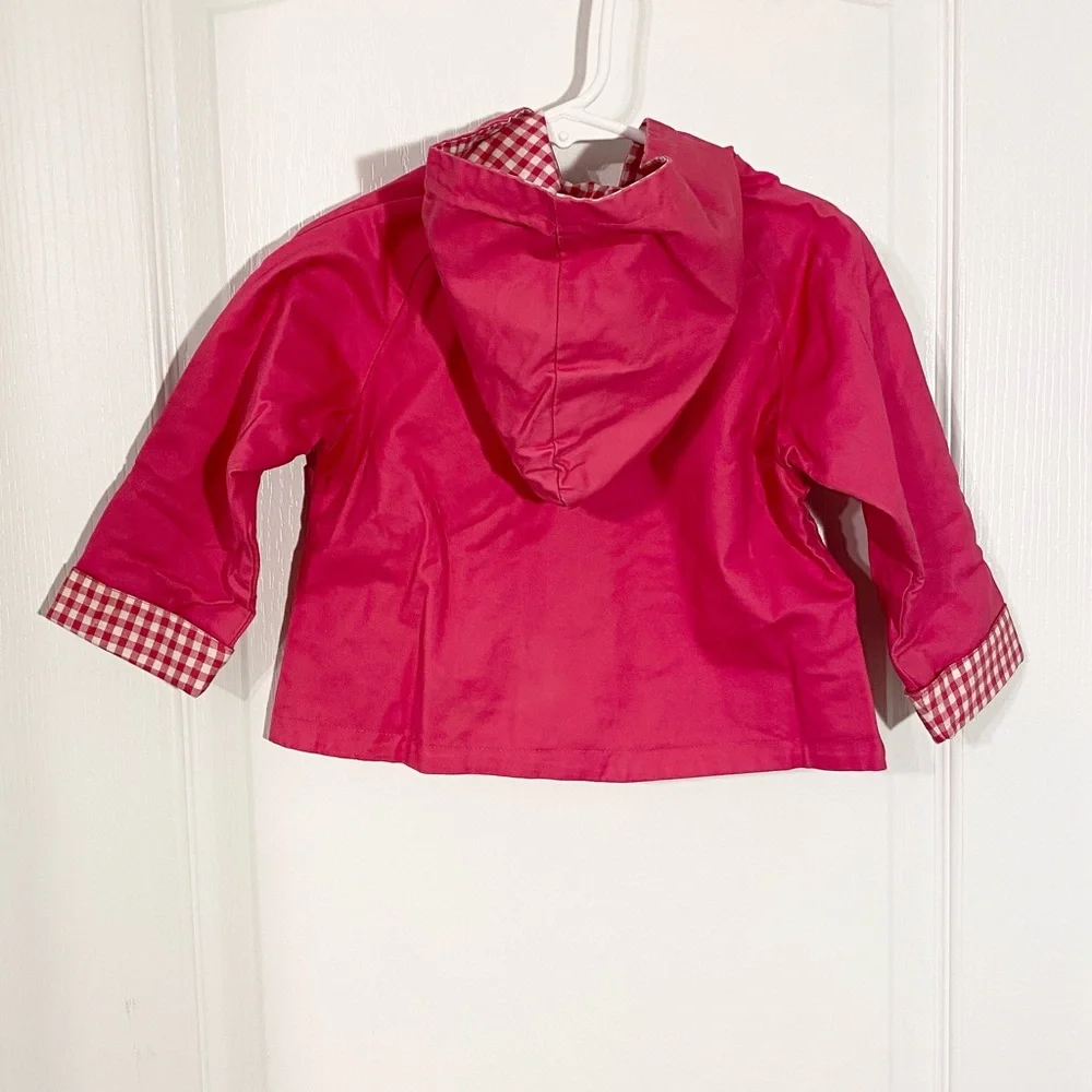 Y2K VTG B.T. Kids REVERSIBLE Pink & White Gingham Hooded Rain Jacket Size 24M